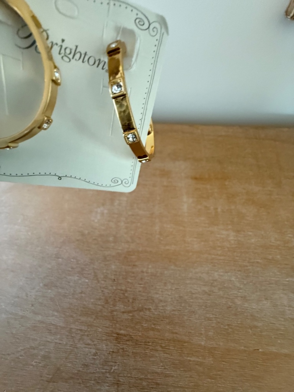 Brighton Meridian Hoop Earrings Hammered Gold with Crystal Embellishments NWT - Picture 2 of 6